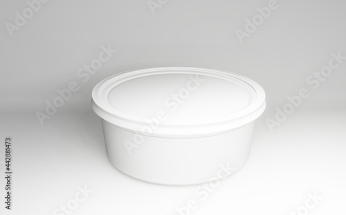 realistic illustration mockup of white plastic cup. Template for the presentation of packaging design and labels