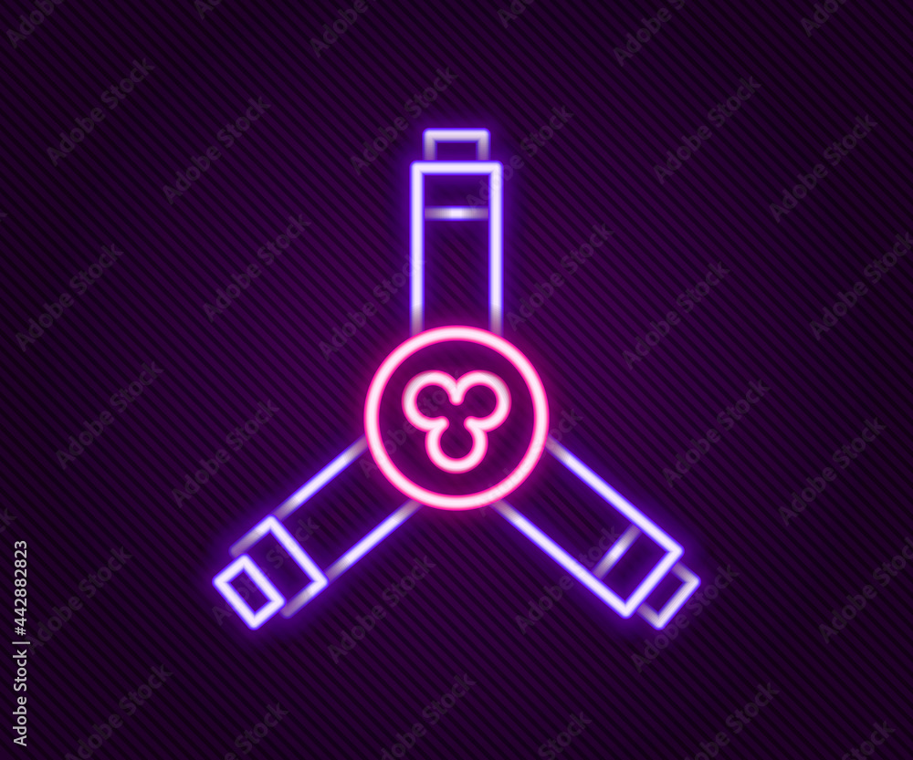 Glowing neon line Skateboard Y-tool icon isolated on black background. Colorful outline concept. Vector Glowing neon line Skateboard Y-tool icon isolated on black background. Colorful outline concept. Vector