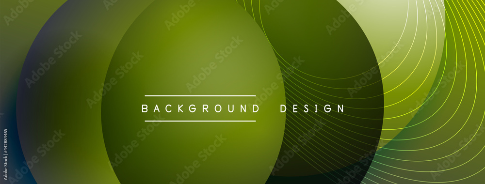 Naklejka premium Gradient circles with shadows. Vector techno abstract background. Modern overlapping forms wallpaper background, design template
