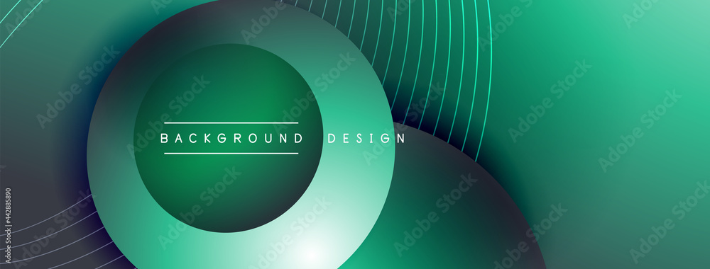 Gradient circles with shadows. Vector techno abstract background. Modern overlapping forms wallpaper background, design template Gradient circles with shadows. Vector techno abstract background. Modern overlapping forms wallpaper background, design template