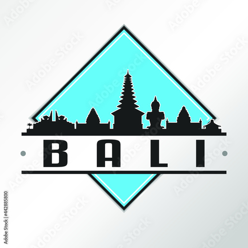 Bali, Indonesia Skyline Logo. Adventure Landscape Design Vector Illustration.