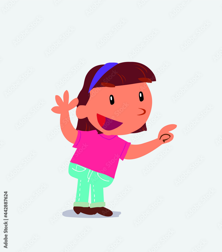 cartoon character of little girl on jeans pointing while arguing cartoon character of little girl on jeans pointing while arguing
