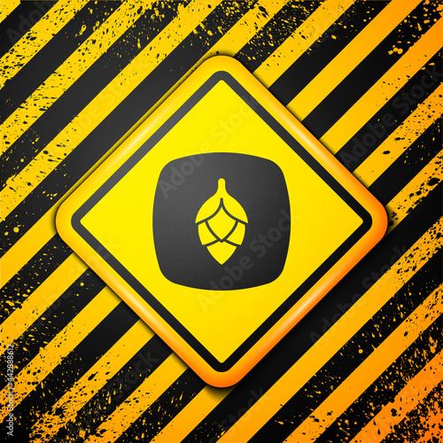 Black Hop icon isolated on yellow background. Warning sign. Vector