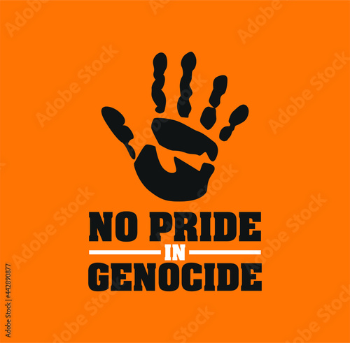 No Pride in Genocide. Every Child Matters Logo Design. Vector Illustration. Canadian Indigenous Tragedy Illustration.