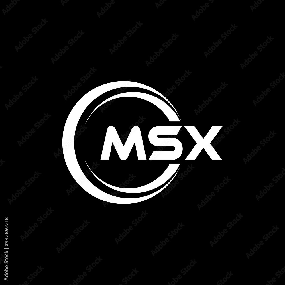 MSX letter logo design with black background in illustrator, vector ...