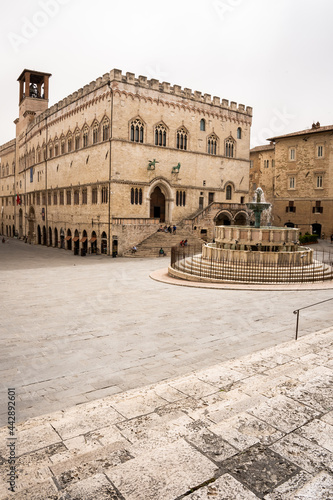 vierw of Piazza IV Novembre in Perugia, Umbria, Italy