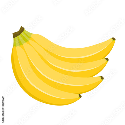 A bunch of fresh bananas. Isolated vector illustration on white background. Cartoon flat style.