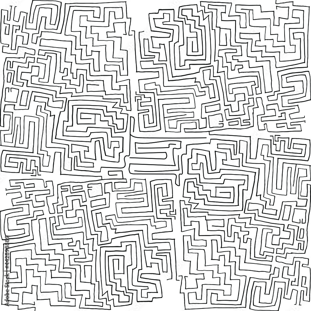 Abstract maze / labyrinth with entry and exit. Vector labyrinth. Manual labyrinth drawing. The game is a maze for fun.