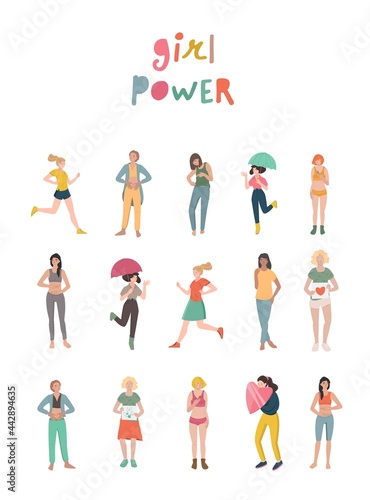Girl power vertical poster. Woman rights concept.