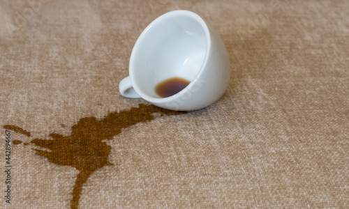 cup spilled coffee dirty spot pour out white stain dry cleaning