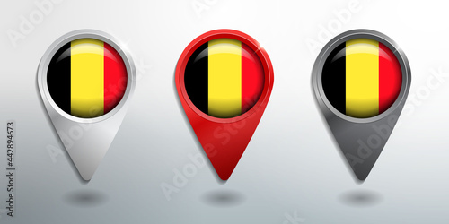 Free Download 3D Pointer, Tag and Location Marker with Round Flag Nation of Belgium White, Red and Grey Glossy Model - GFXLoad