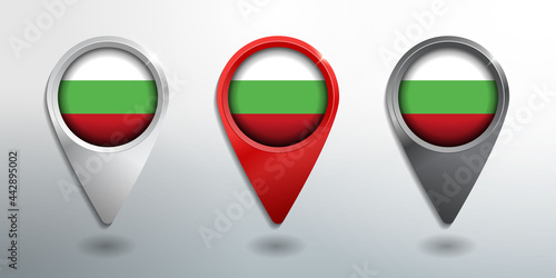 Free Download 3D Pointer, Tag and Location Marker with Round Flag Nation of Bulgaria White, Red and Grey Glossy Model - GFXLoad