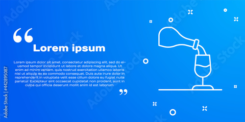 White line Wine tasting, degustation icon isolated on blue background. Sommelier. Smells of wine. Vector