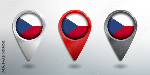 Free Download 3D Pointer, Tag and Location Marker with Round Flag Nation of Czech White, Red and Grey Glossy Model - GFXLoad
