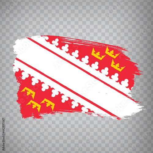 Flag of Alsace brush strokes. Flag Alsace region of France on transparent background for your web site design, app, UI. French Republic. EPS10.
