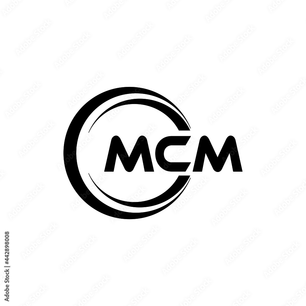 MCM letter logo design. MCM modern letter logo with black