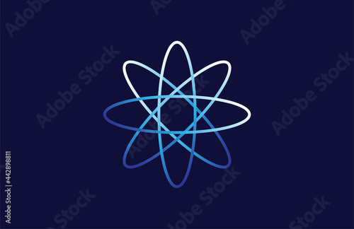 Atom orbiting electron logo design inspiration