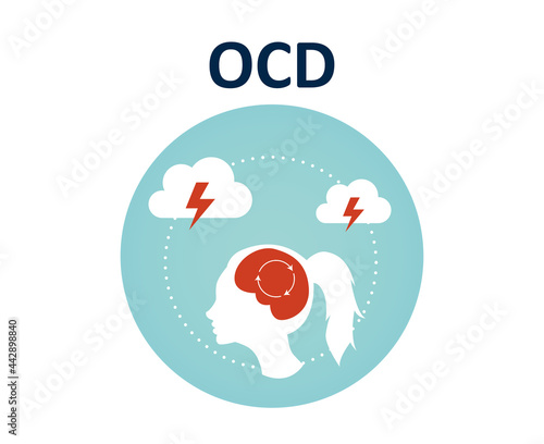 Vector of a woman with recurring obsessive thoughts