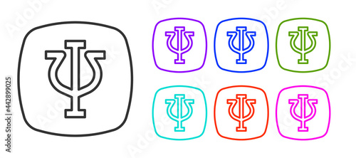 Black line Psychology icon isolated on white background. Psi symbol. Mental health concept, psychoanalysis analysis and psychotherapy. Set icons colorful. Vector