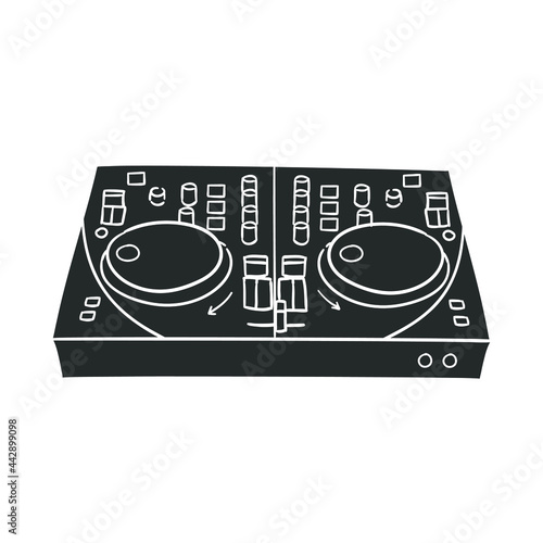 DJ Table Icon Silhouette Illustration. Music Vector Graphic Pictogram Symbol Clip Art. Doodle Sketch Black Sign.