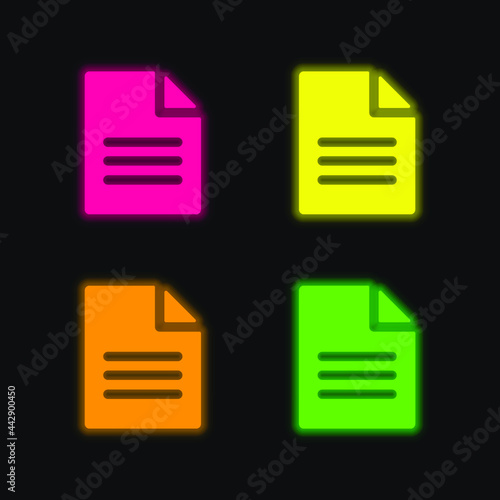 Archive four color glowing neon vector icon