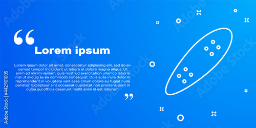White line Longboard or skateboard cruiser icon isolated on blue background. Extreme sport. Sport equipment. Vector