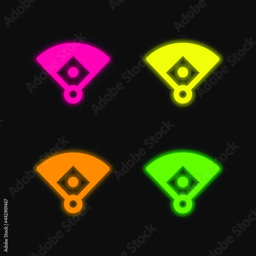 Baseball Diamond four color glowing neon vector icon