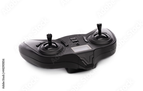 Black wireless joystick isolated on white background
