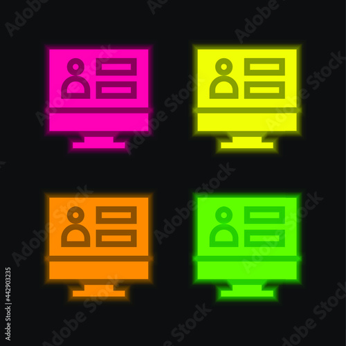 Admin four color glowing neon vector icon