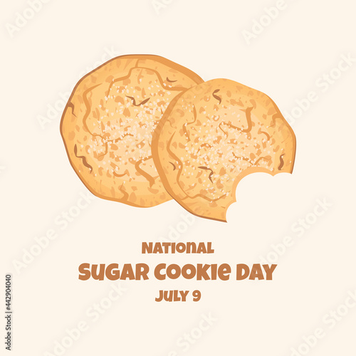 National Sugar Cookie Day vector. Bitten cookies icon vector. Sugar Cookie Day Poster, July 9. Important day