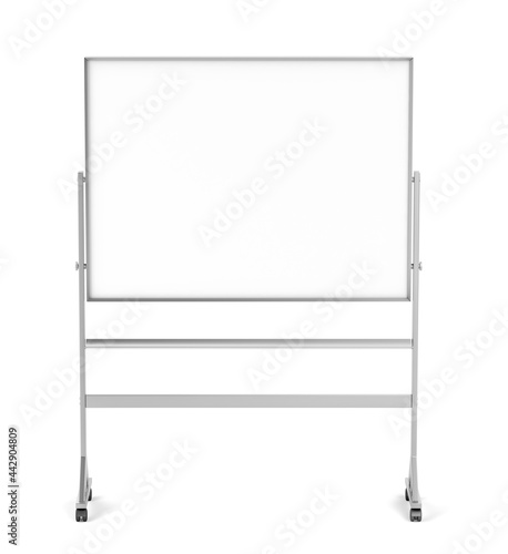 Front view of mobile school whiteboard, isolated on white background