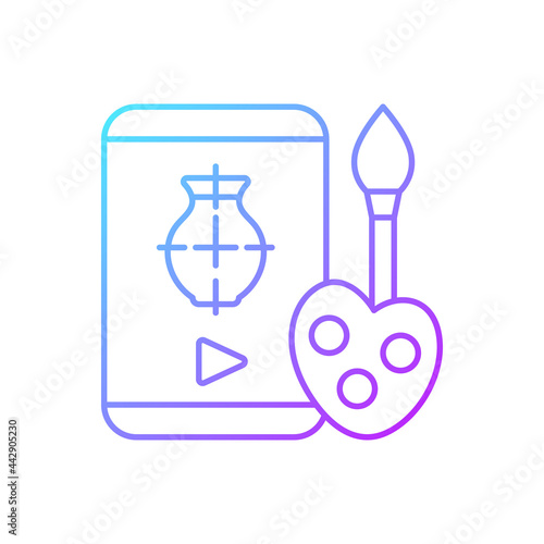 Drawing tutorials gradient linear vector icon. Art class. E learning for painting. School for studying painting. Thin line color symbols. Modern style pictogram. Vector isolated outline drawing