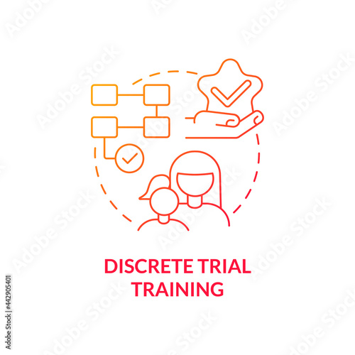 Discrete trial training concept icon. Autistic behavior correction abstract idea thin line illustration. Autism therapy. Teaching technique. Intervention method. Vector isolated outline color drawing