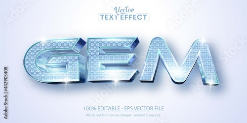 Gem text, shiny diamond textured style editable text effect photo