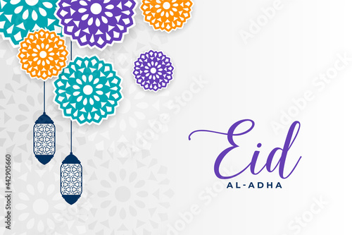 eid al adha festival greeting with islamic colorful decoration