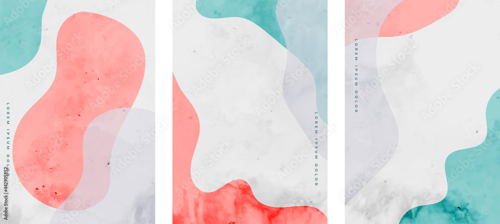 hand painted minimal fluid curve shapes poster design - obrazy, fototapety, plakaty 