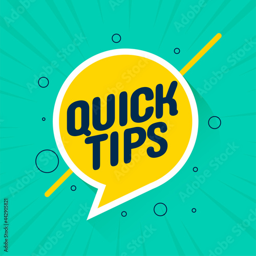 Quick helpful tips advice on blue background