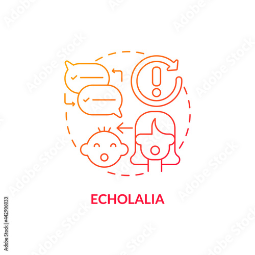Echolalia concept icon. Autism sign abstract idea thin line illustration. Problem with communicative function. Repeat others words. Poor language understanding. Vector isolated outline color drawing