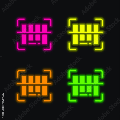 Bars Code four color glowing neon vector icon