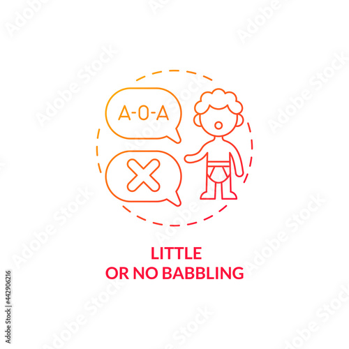 Little and no babbling concept icon. Autism sign in kids abstract idea thin line illustration. Late talker. Lacking critical milestone for speech development. Vector isolated outline color drawing
