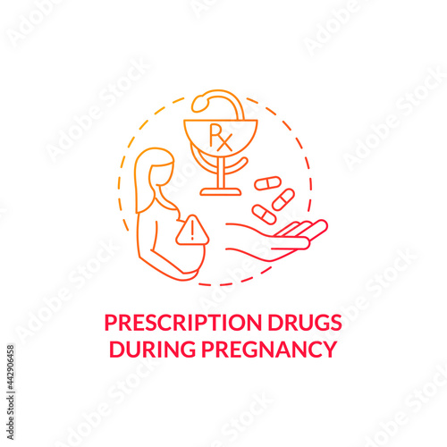 Prescription drugs during pregnancy concept icon. Autism risk factor abstract idea thin line illustration. Developmental abnormalities in fetuses. Vector isolated outline color drawing