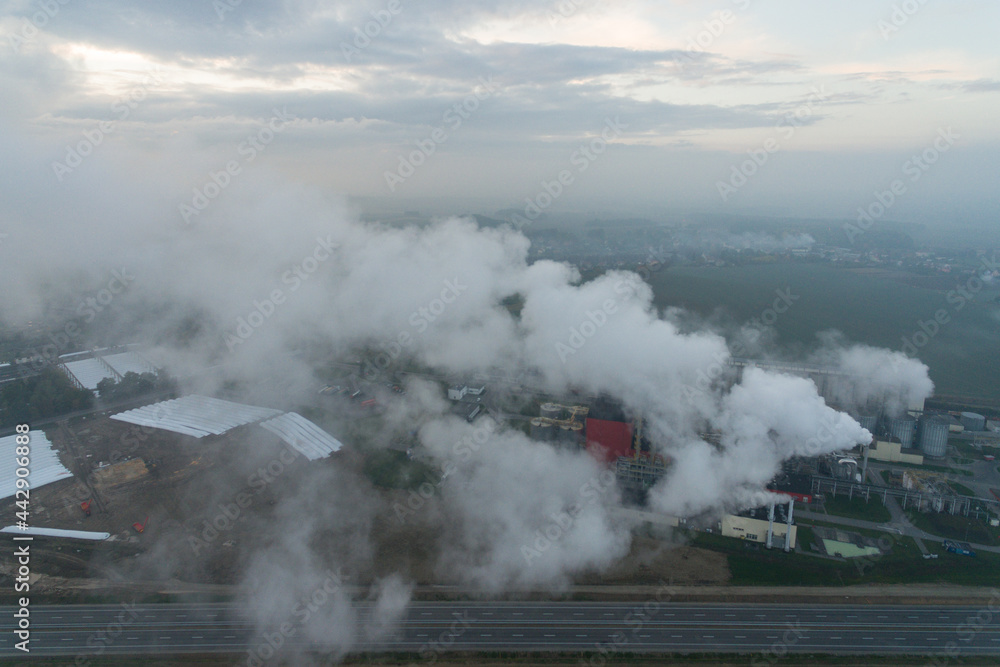 Fototapeta premium Methanol and ethanol factory. Polish producer of methanol and ethanol produced from corn grain. The production plant is located near Nysa in Poland