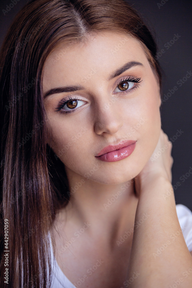 natural make up look . Beautifull girl close up portrait natural make up look . Beautifull girl close up portrait