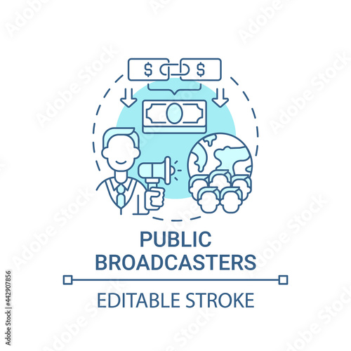 Public broadcasters fundraiser concept icon. Fundraising abstract idea thin line illustration. Increasing financial contributions. Pledge drive. Vector isolated outline color drawing. Editable stroke