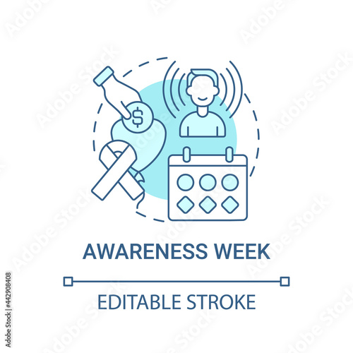 Awareness week fundraiser concept icon. Fundraising campaign abstract idea thin line illustration. Saving lives through donation gift. Vector isolated outline color drawing. Editable stroke