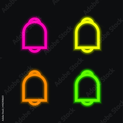 Bell Outline four color glowing neon vector icon