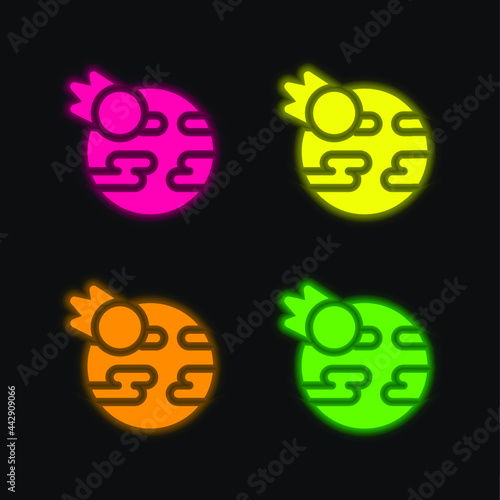 Armageddon four color glowing neon vector icon