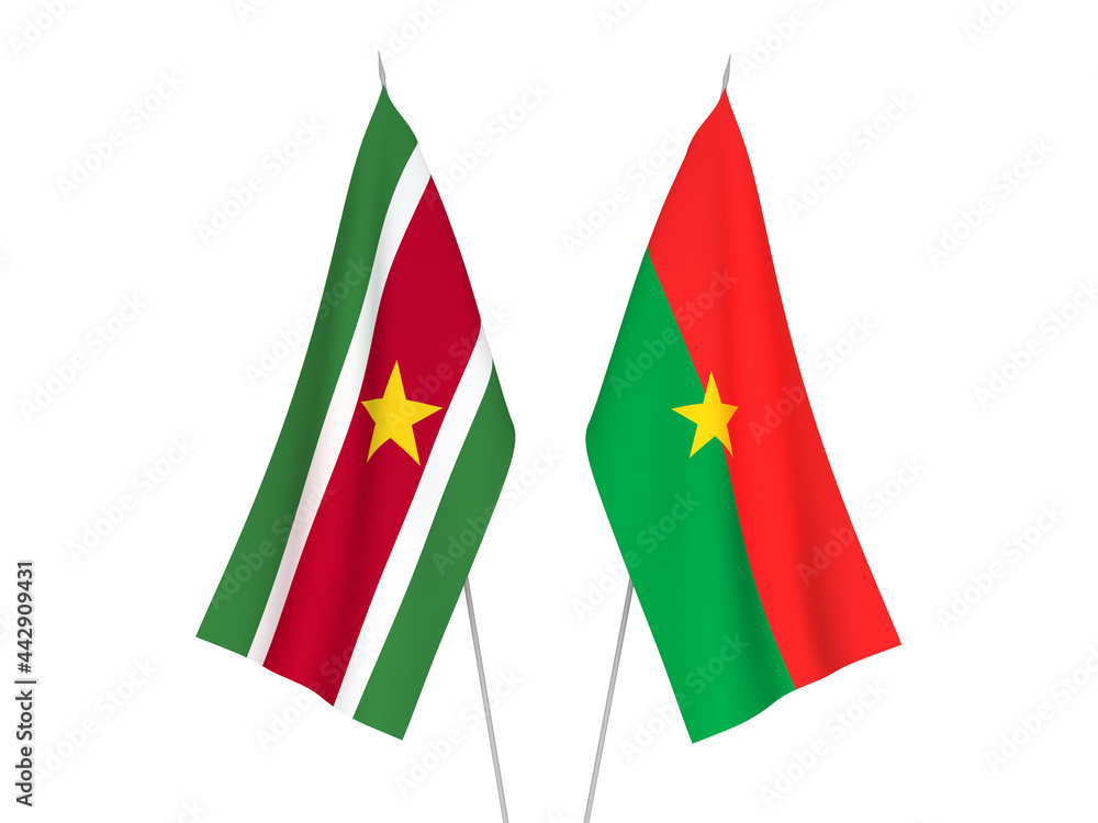 Burkina Faso and Republic of Suriname flags Burkina Faso and Republic of Suriname flags