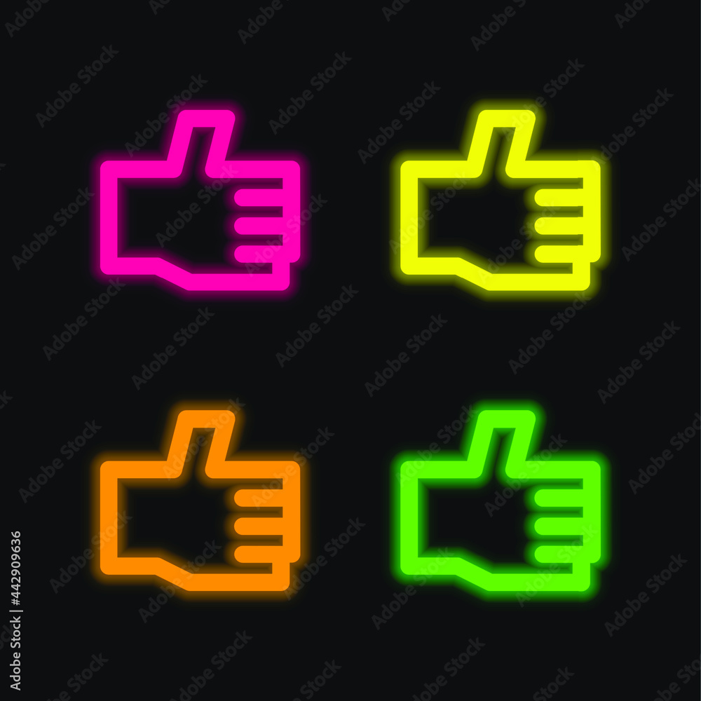 Obraz premium Approve four color glowing neon vector icon