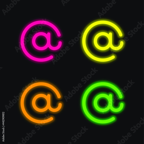 At four color glowing neon vector icon